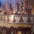 На стенах Введенского кафедрального собора изображения новомучеников и исповедников Карагандинских 